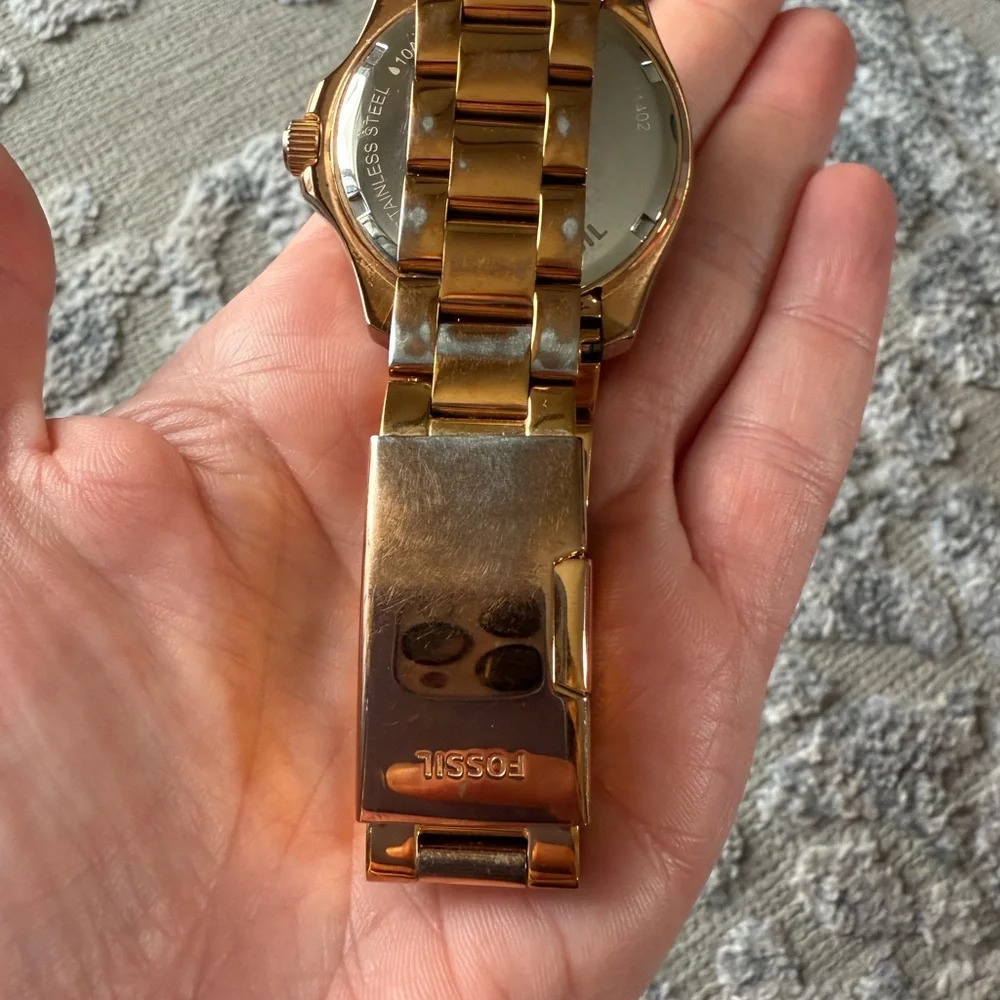 Fossil Gold Watch with Green Dial